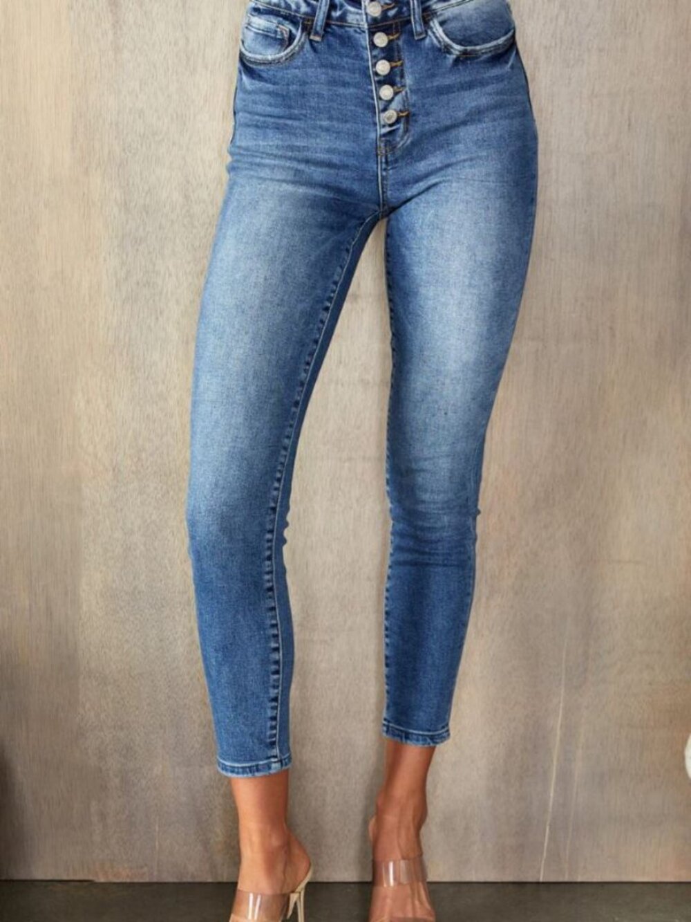 Vervet Jeans Scandal Skinny Button Fly High Rise Medium Blue Women’s 26 VT870